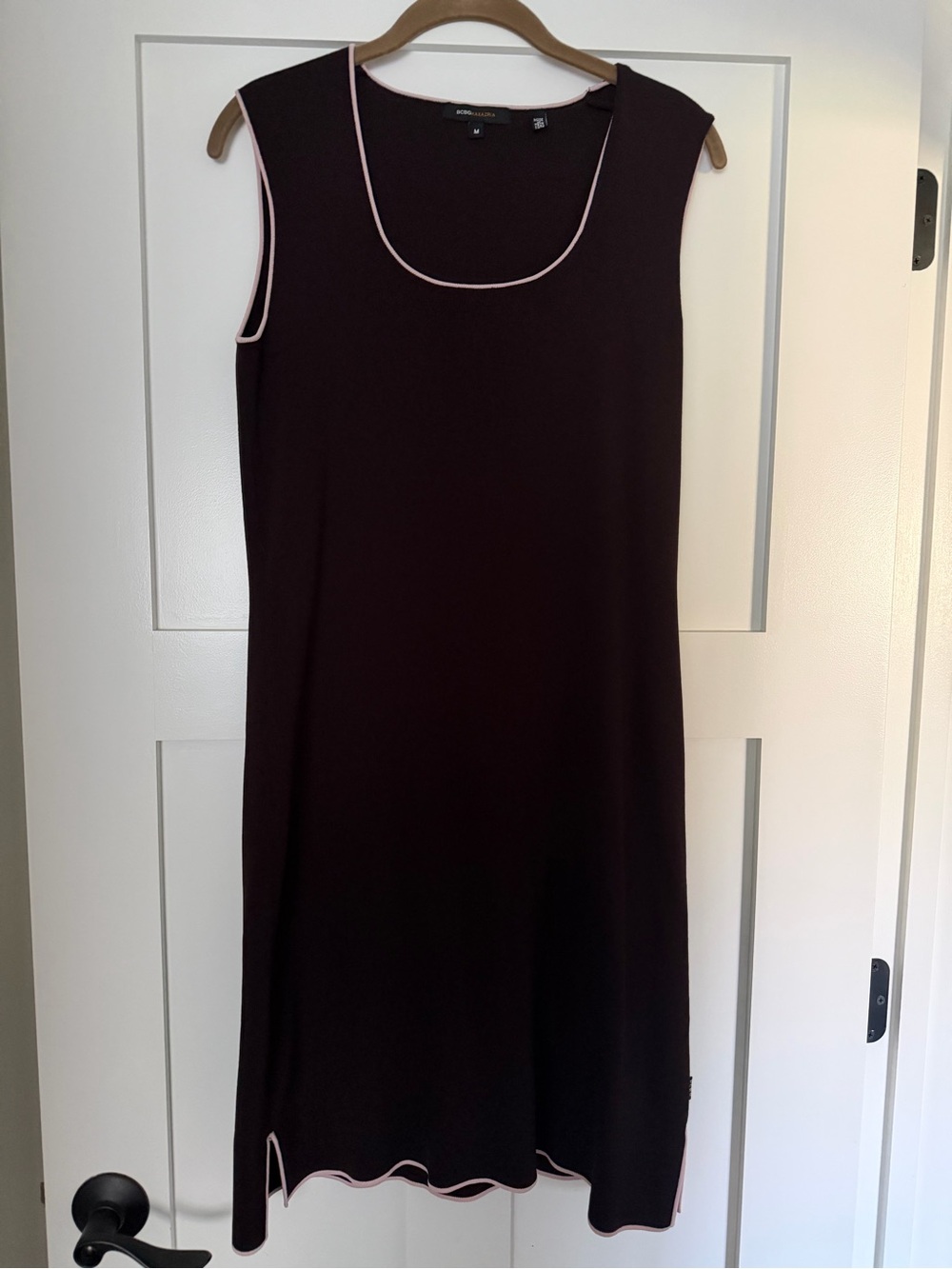 BCBGMaxAzria dark/chocolate brown Chemise with Light Pink Trim